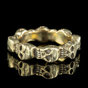 Georgian Style Memento Mori Skull Ring Silver 18ct Gold Gilt