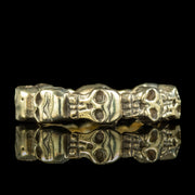 Georgian Style Memento Mori Skull Ring Silver 18ct Gold Gilt