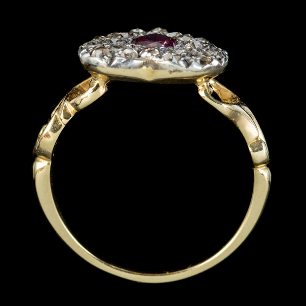 Georgian Style Pink Sapphire Diamond Heart Ring 