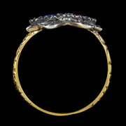 Georgian Style Ruby Sapphire Diamond Heart Ring 