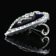 Georgian Blue Paste Silver Witches Heart Brooch