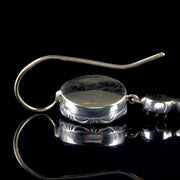 Georgian Flat Cut Garnet Diamond Drop Earrings 18Ct Gold Silver