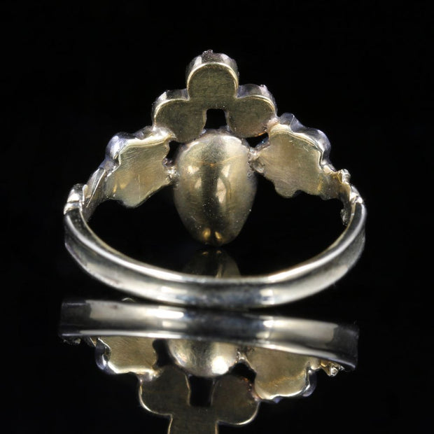 Georgian Fleur De Lis Garnet And Rose Cut Diamond Ring