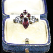 Georgian Fleur De Lis Garnet And Rose Cut Diamond Ring