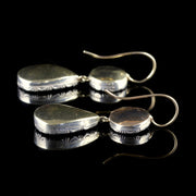 Georgian Garnet Drop Earrings 18Ct Gold Flat Cut Garnet