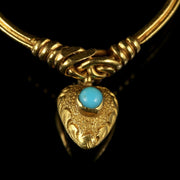 Georgian Gold Heart Dropper Ring Turquoise In A Heart Box Circa 1780