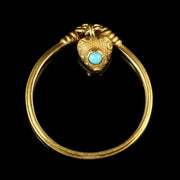 Georgian Gold Heart Dropper Ring Turquoise In A Heart Box Circa 1780