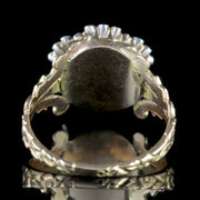 Georgian Ruby Diamond Cluster Ring 18Ct Gold Silver