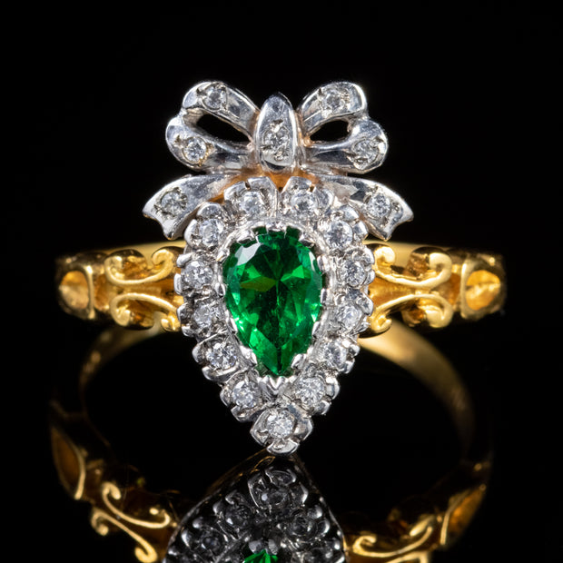 Green Paste Stone Ring 18Ct Gold On Silver
