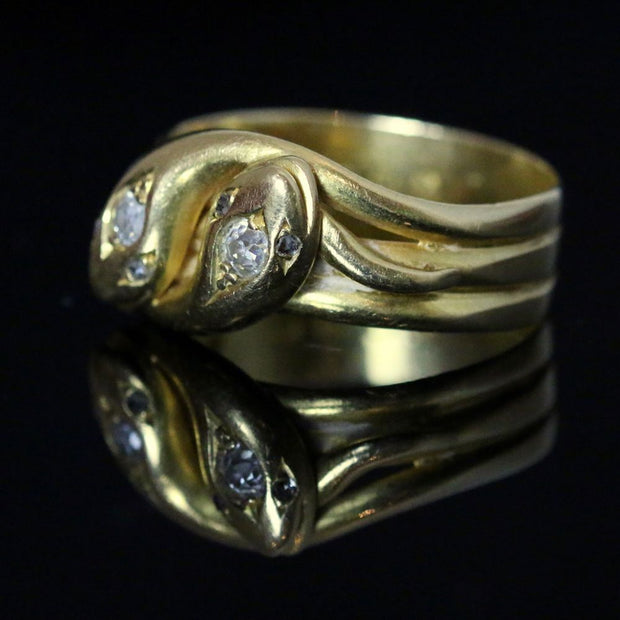 Antique Victorian Snake Diamond Ring - Dated 1886 - 18Ct Gold