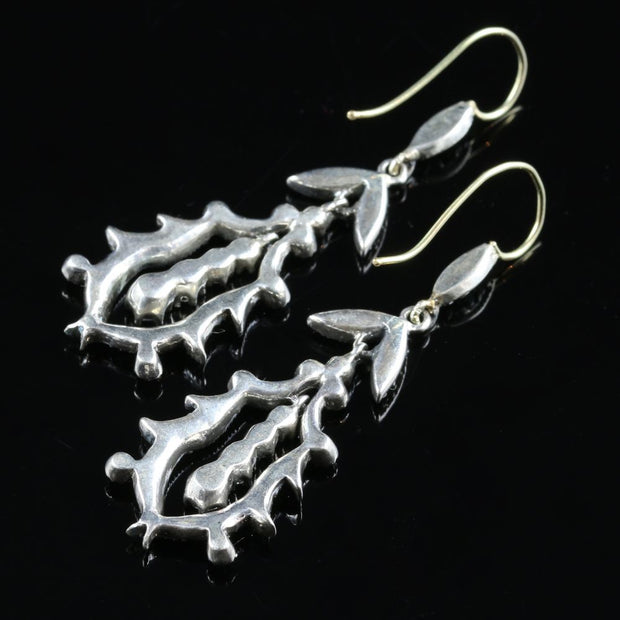 Edwardian Style Paste Earrings Silver Gold Wires