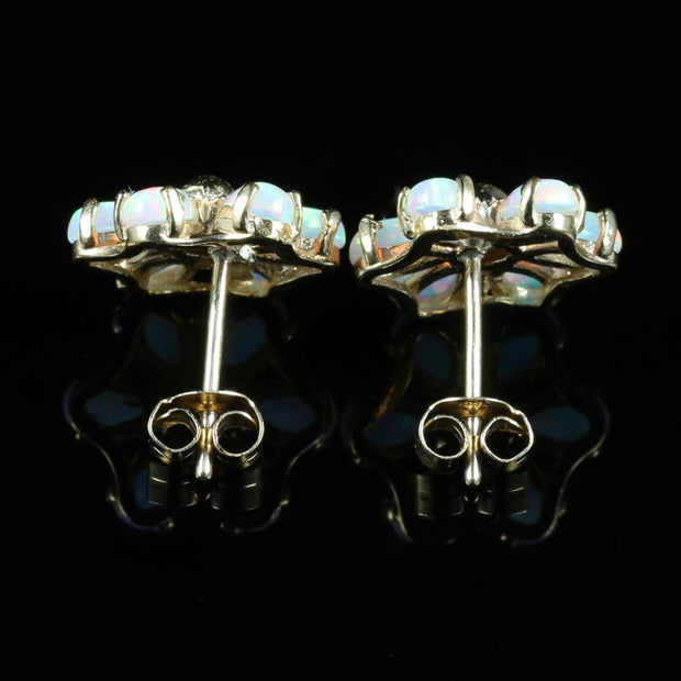 Opal Gold Stud Earrings 3Ct