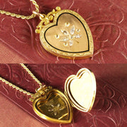 Antique Victorian Diamond Locket Heart Locket And Chain 15ct Gold