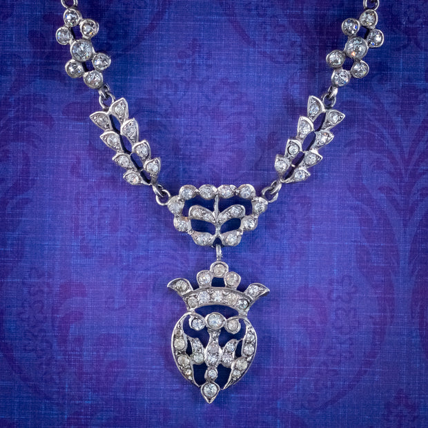 Antique Victorian French Saint Esprit Paste Necklace Sterling Silver Circa 1850