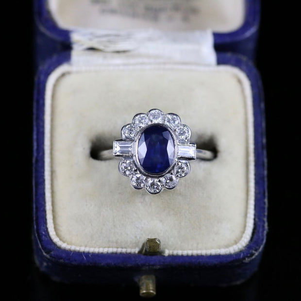 Sapphire Diamond Ring 18Ct White Gold 1.50Ct Sapphire