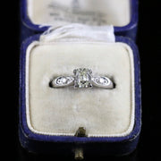 Art Deco 1.27Ct Old Cushion Cut Diamond Platinum Ring