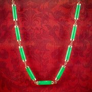 Art Deco Style Jade Collar Necklace 9ct Gold