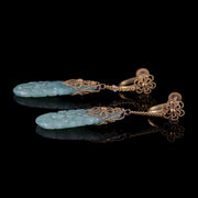 Victorian Jade Drop Earrings 18Ct Gold On Silver