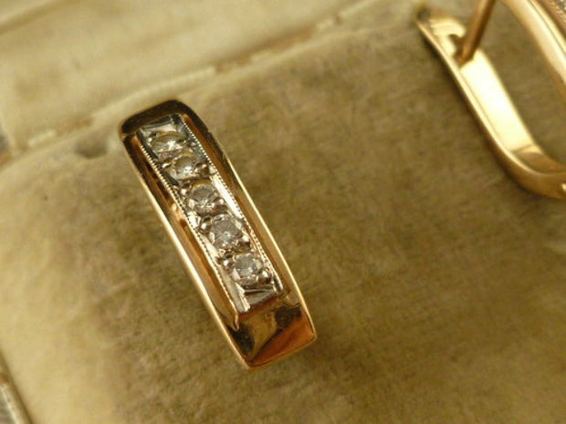 Spectacular 14Ct Gold Diamond Hoop Earrings