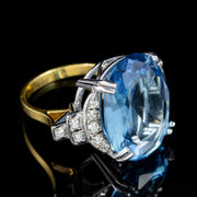 Large Blue Paste Stone Cocktail Ring 18Ct Gold On Silver