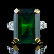 Large Green Paste Ring 18Ct Gold Silver