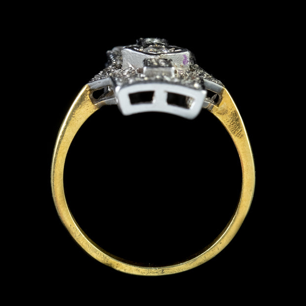 Art Deco Style CZ Cluster Ring Silver 9ct Gold