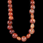 Long Blood Agate Beaded Necklace