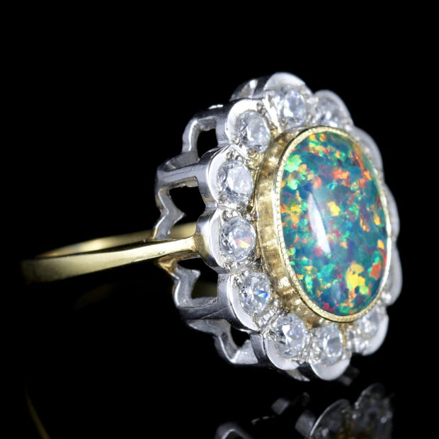 Large Black Opal Paste Ring 18Ct Gold Silver