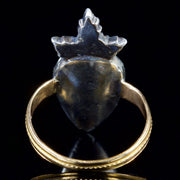 Large Flat Cut Garnet Diamond Ring 18Ct Silver