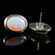 Large Opal Silver Stud Earrings 12Ct