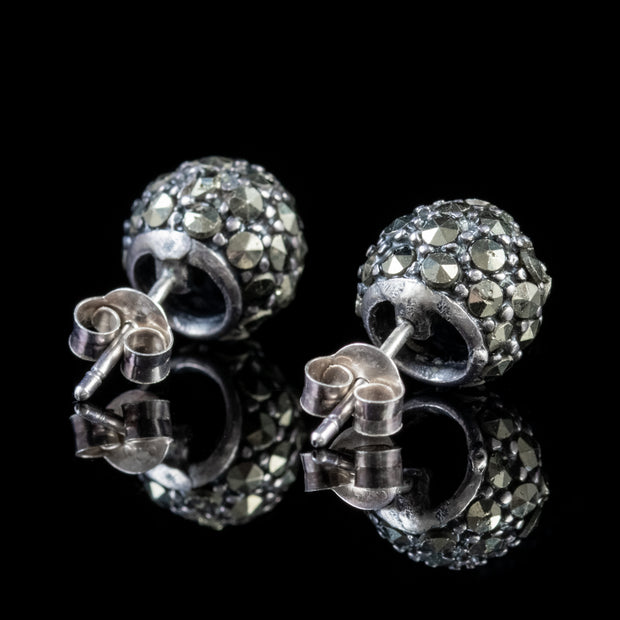 Marcasite Stud Earrings Sterling Silver