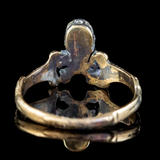 Memento Mori Diamond Skull Ring 15ct Gold Silver Enamel Cross Bones