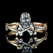 Memento Mori Diamond Skull Ring 15ct Gold Silver Enamel Cross Bones