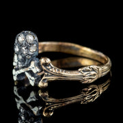 Memento Mori Diamond Skull Ring 15ct Gold Silver Enamel Cross Bones