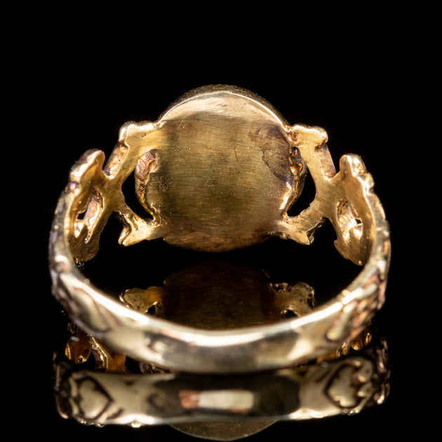 Memento Mori Diamond Skull Cross Bone Ring 15ct Yellow Gold – Laurelle ...