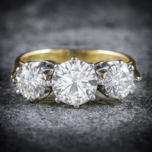 Moissanite Diamond Trilogy 18Ct Gold Ring