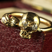 Momento Mori Diamond Skull Snake Ring 18ct Gold
