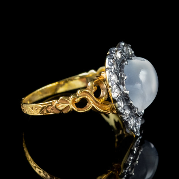 Moonstone Diamond Heart Ring 3.5Ct Moonstone 1Ct Diamond 18Ct Gold