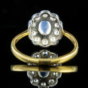Edwardian Style Moonstone Cluster Ring 9ct Gold On Silver