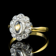 Edwardian Style Moonstone Cluster Ring 9ct Gold On Silver