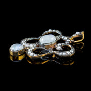Victorian Style Moonstone Pendant Pearl Diamond 18Ct Gold On Silver