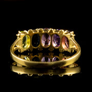 Multi Gemstone Five Stone Ring 18Ct Gold Silver