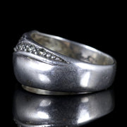Art Deco Style Cut Steel Silver Ring Band Ring