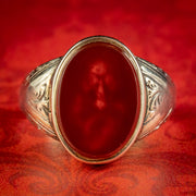 Memento Mori Carnelian Diamond Skull Locket Ring 18ct Gold