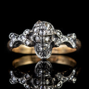 Memento Mori Diamond Skull Ring Silver 18Ct Gold