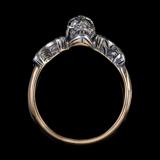 Memento Mori Diamond Skull Ring Silver 18Ct Gold
