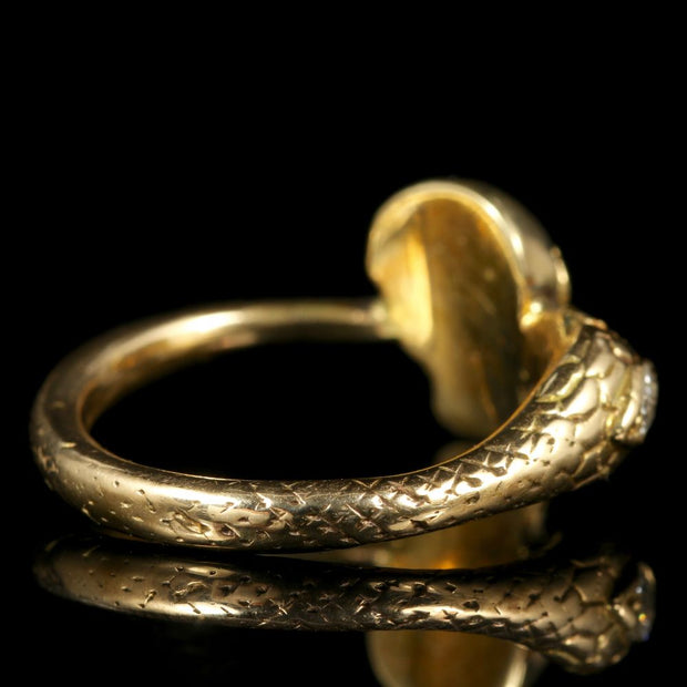 Momento Mori Diamond Skull Snake Ring 18Ct Gold