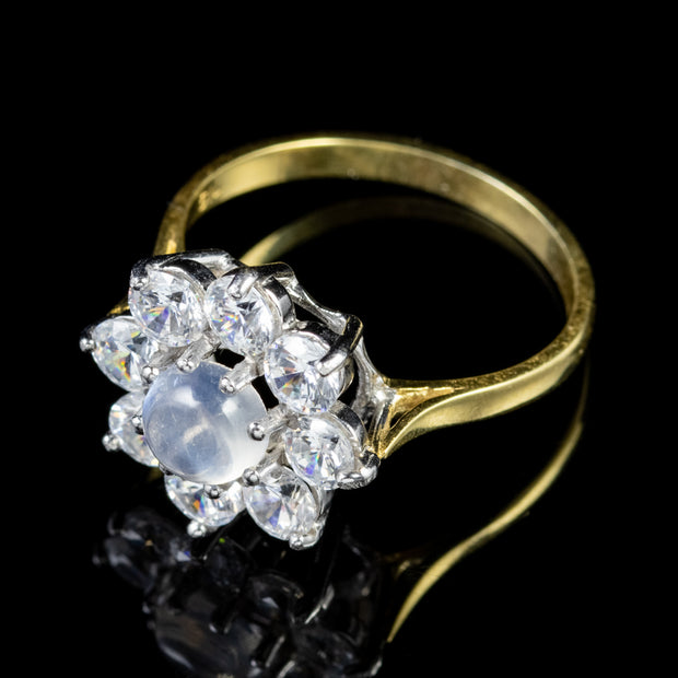 Victorian Style Moonstone CZ Flower Ring