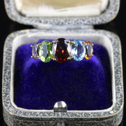 Multi Gemstone Ring Garnet Peridot Amethyst Aquamarine Citrine