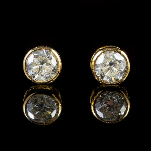 Old Cut 0.60Ct Diamond Earrings 18Ct Yellow Gold